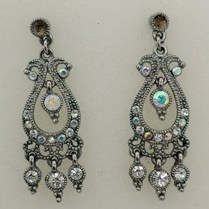Earrings Silver w/ Gem Dangle E_OT0006.